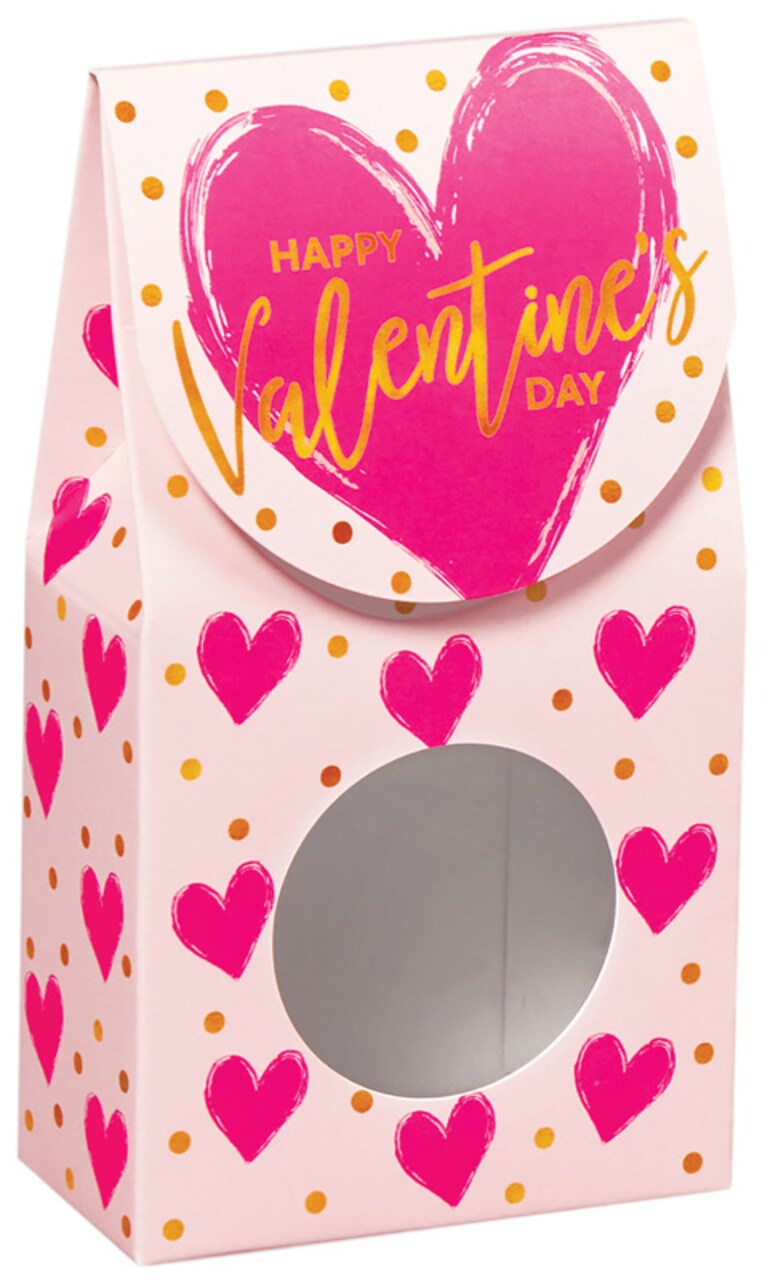 Pack/6: Painted Hearts Gourmet Candy Box - 3-1/2 x 1-3/4 x 6-1/2"